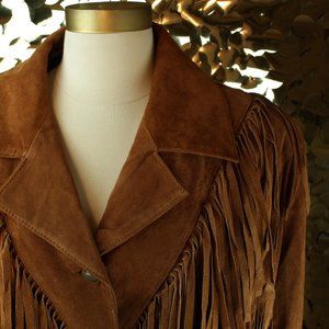 Brown Vintage Suede Fringe Jacket